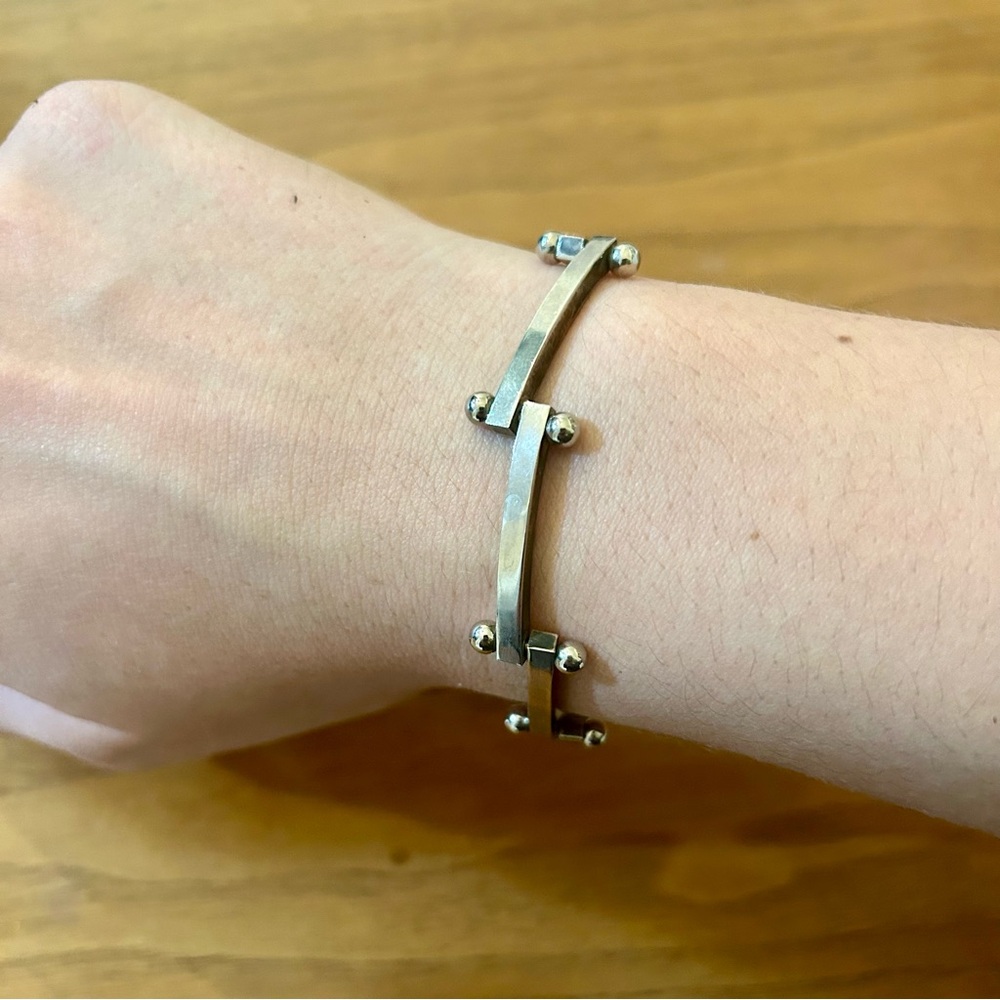 Unique Rare Silver Pin and Bar Link Bracelet 925